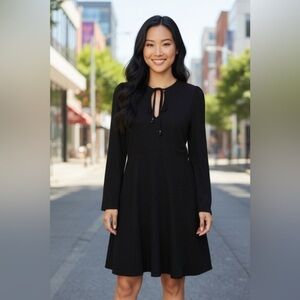 Sam Edelman Black Long Sleeve Dress Keyhole Neck Size 6